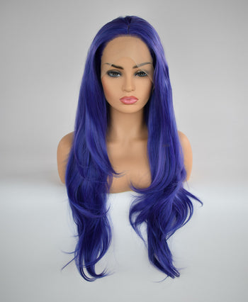Dark Blue Natural Long Wavy Lace Front Wig By Smart Wigs Brisbane QLD
